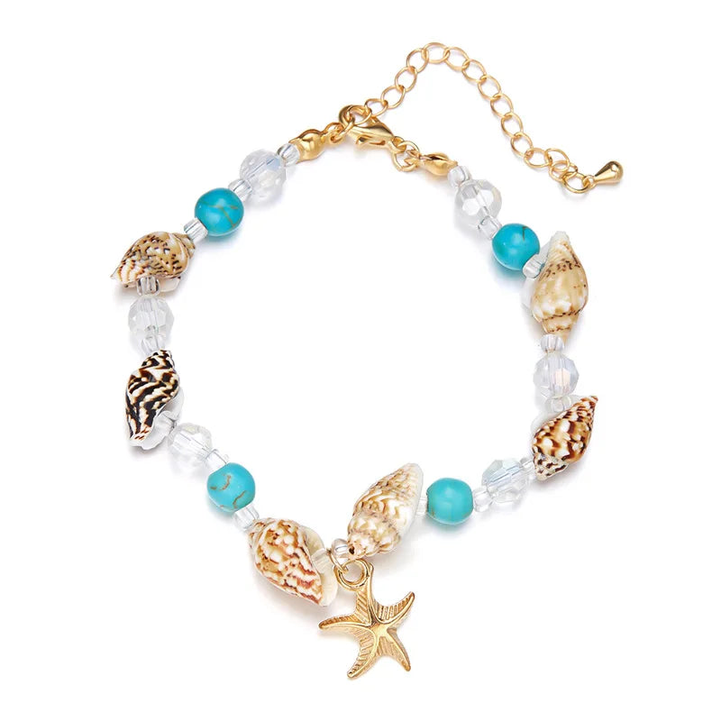 European American Style Beaded Wrap Charm Bracelets Necklace Wholesale Conch Rice Beads Shell Bracelet