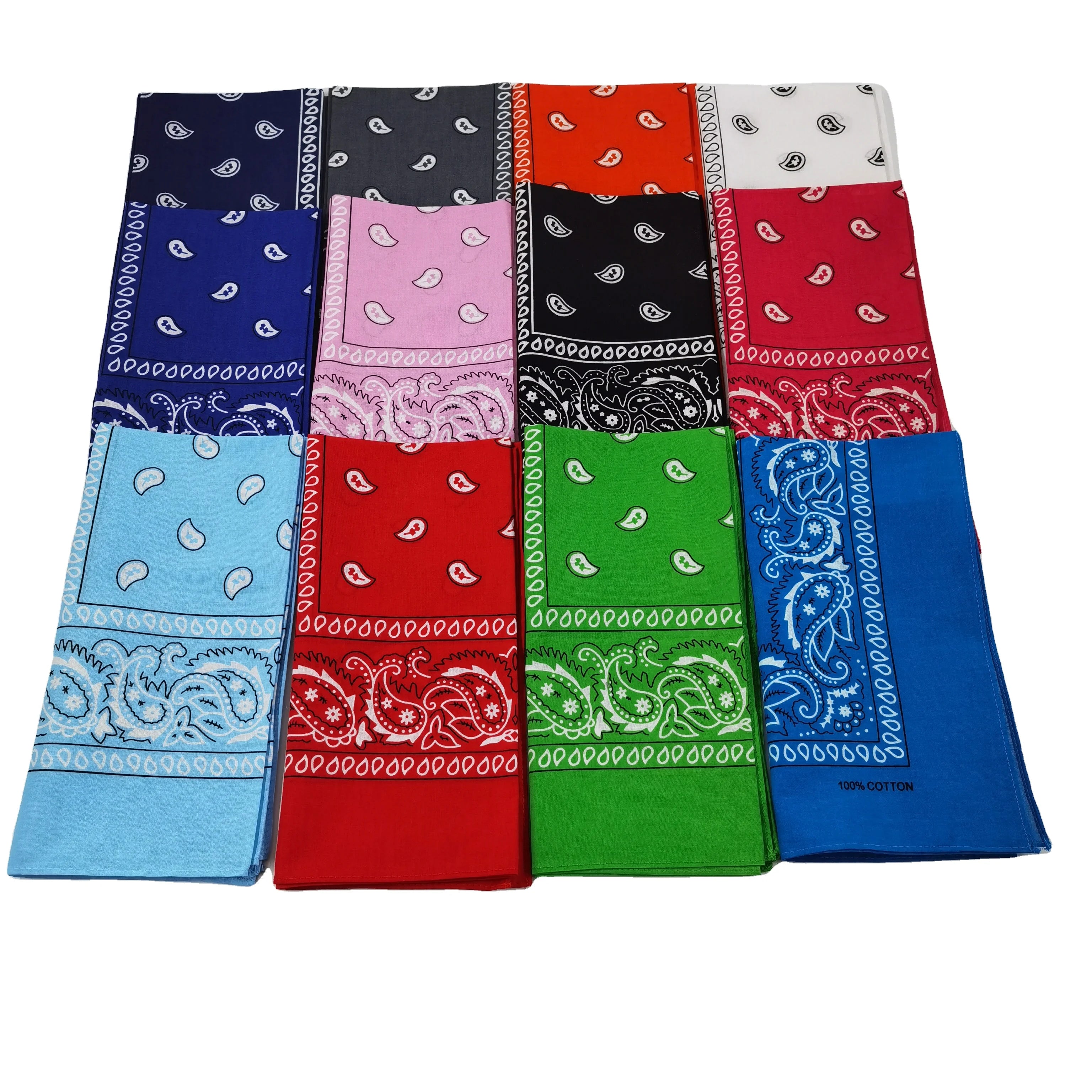Wholesale High Thread Count Cotton Paisley Double Sided Bandanas Soft Breathable Square Scarf Large Cowboy Outdoor Men Women