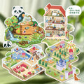 3 Sheets Per Pack of Large Scene Scenic Stickers Visual 3D Stacked Three-dimensional Cabin Handbook Fun Stickers