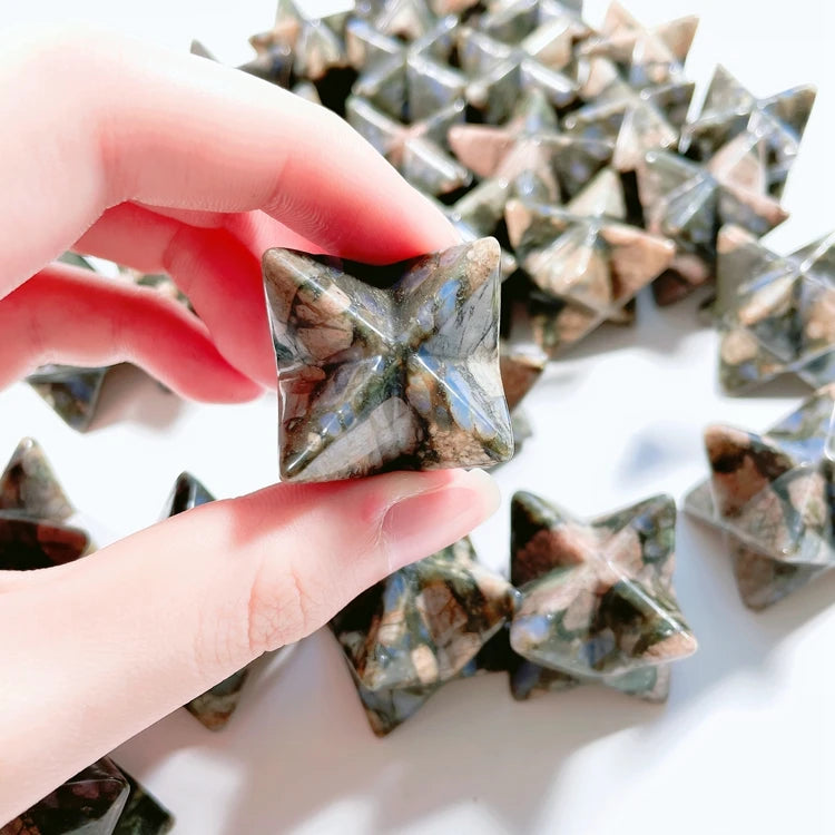 Huiying Hade Making Crafts Gift Craved Blue Labradorite Crystal Merkaba