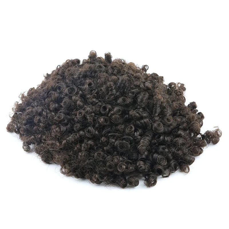 Poly Thin Skin PU 4c Afro Wave Human Hair Men Replacement System French Lace Afro Kinky Curl Men Hair Units Toupee for Black Men