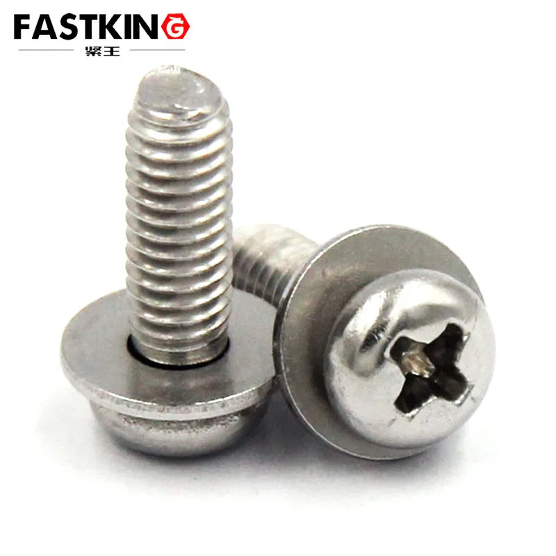 Carbon Steel Nickel Plated Pan Head Cross Flat Washer Combination Screw
