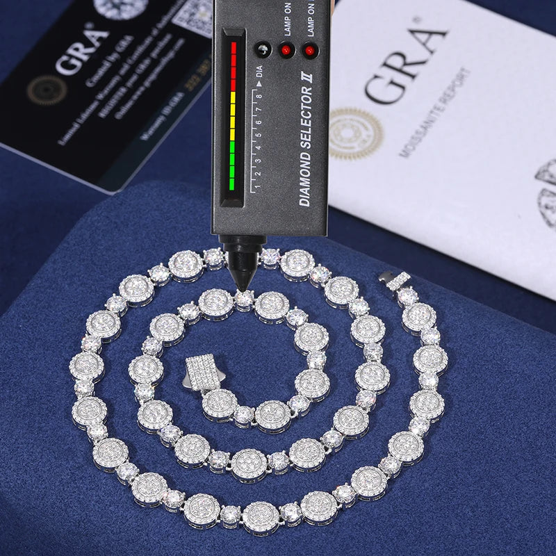 Pass Diamond Tester New Famous Designs Halo Link Chain 925 Sterling Silver Full Vvs Moissanite Iced Out Men Necklace