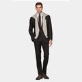 Spring New Dark Brown Linen Men's Single-breasted Suit