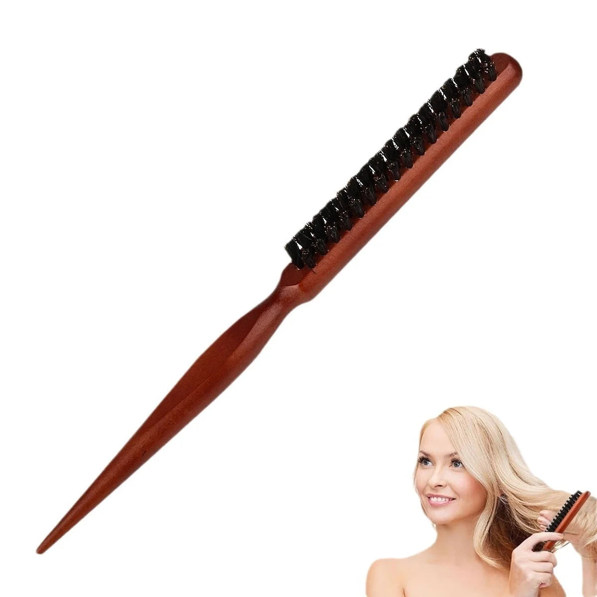 Barber Shop Hair Styling Comb Set Double Side Hair Brush Boar Bristle Wood Handle Vent Feature for Home or Salon Use