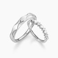 BASQUESUN Factory Wholesale Custom Love for a Lifetime Couple Copper Set Zircon Fashion Luxury Heart Shaped Open End Couple Ring