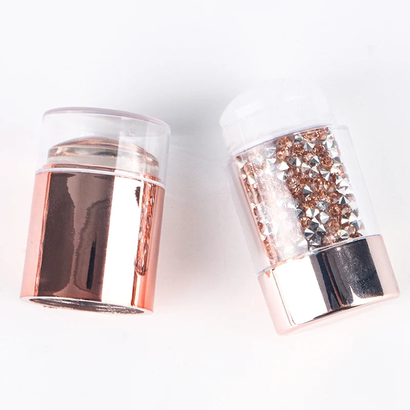 Professional DIY Nail Supplies Set Solid Double-Ended Silicone Nail Stamper Rhinestones Handles Double-Head Metal Band Portable