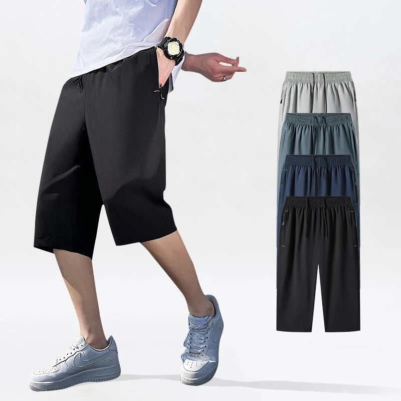 Men's Casual Loose Design Capri Pants Custom Logo Plus Summer Cozy 3/4 Pants Coll Breathable Below Knee Shorts
