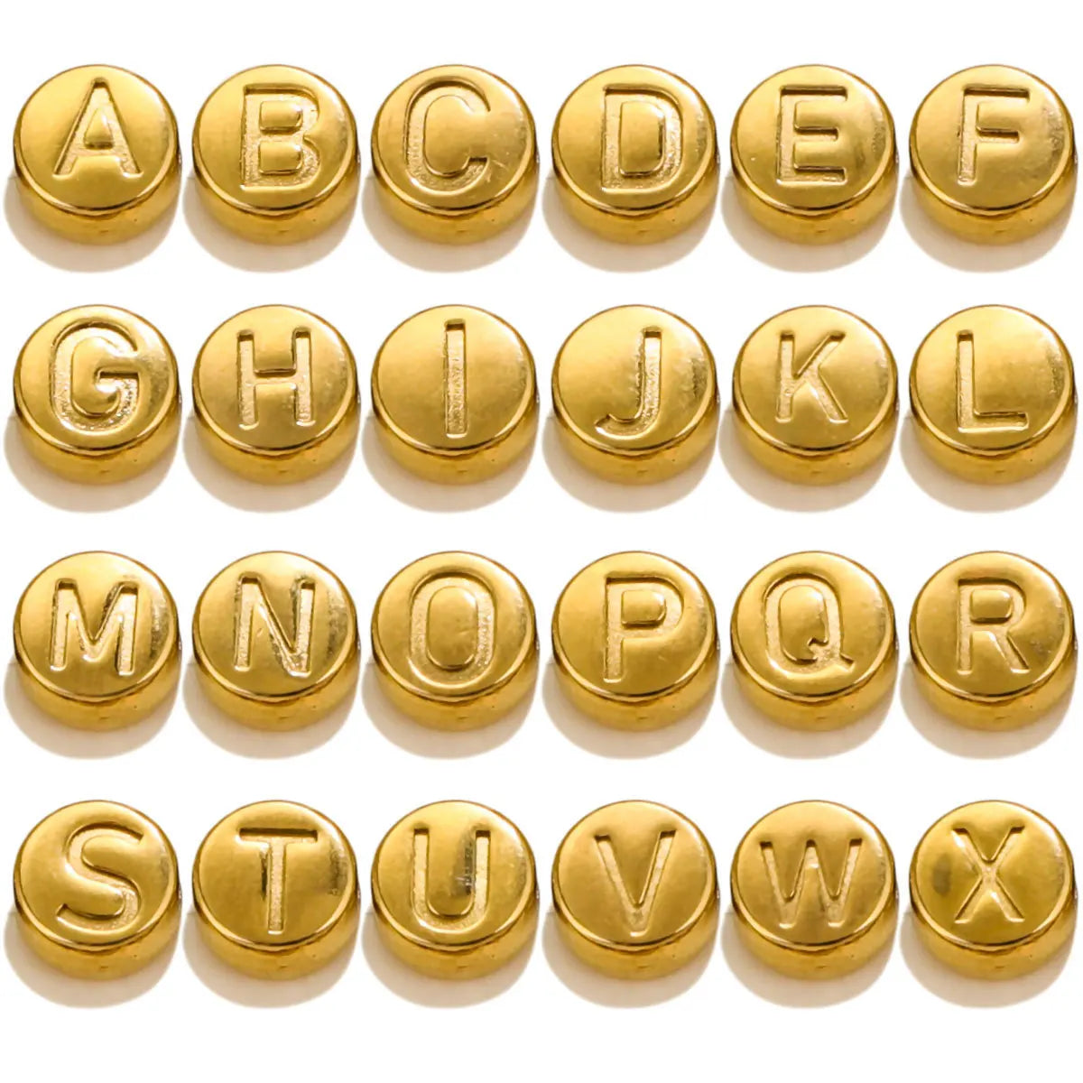 7mm Stainless Steel Metal Straight Hole Round Letter Spacer Alphabet Beads Charms for Jewelry Making