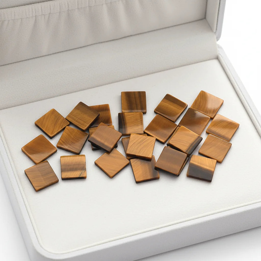 Custom-made Natural tiger Eye square Flat Back Gemstones Small-sized Gemstones Small Batch Orders High-quality Gemstone Supplier