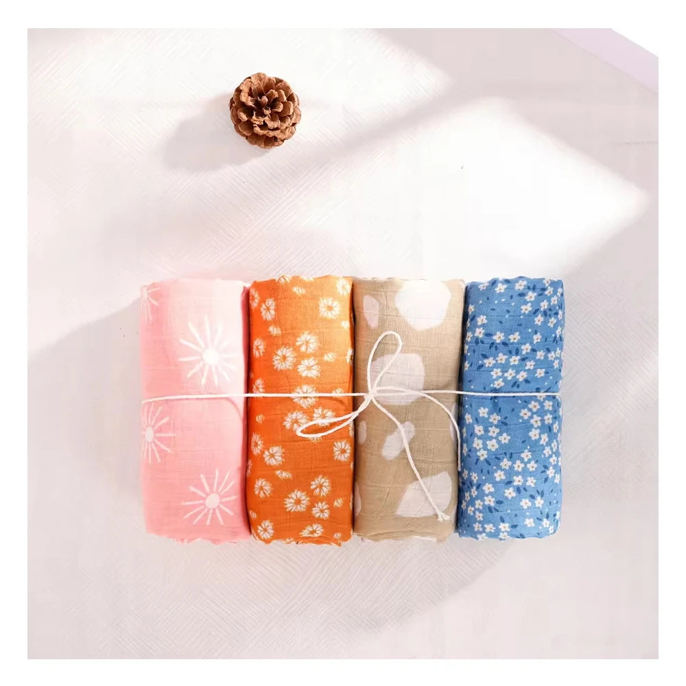 Kangobaby Inventory Soft Muslin Blanket Pure Cotton Fabric Comfortable Infant Wrap Swaddling 110*120 cm