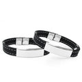 Latest Hip Hop Stainless Steel Black Silicone Bracelet Mens Casual Bracelet Bangle for Custom Logo Laser Engraving