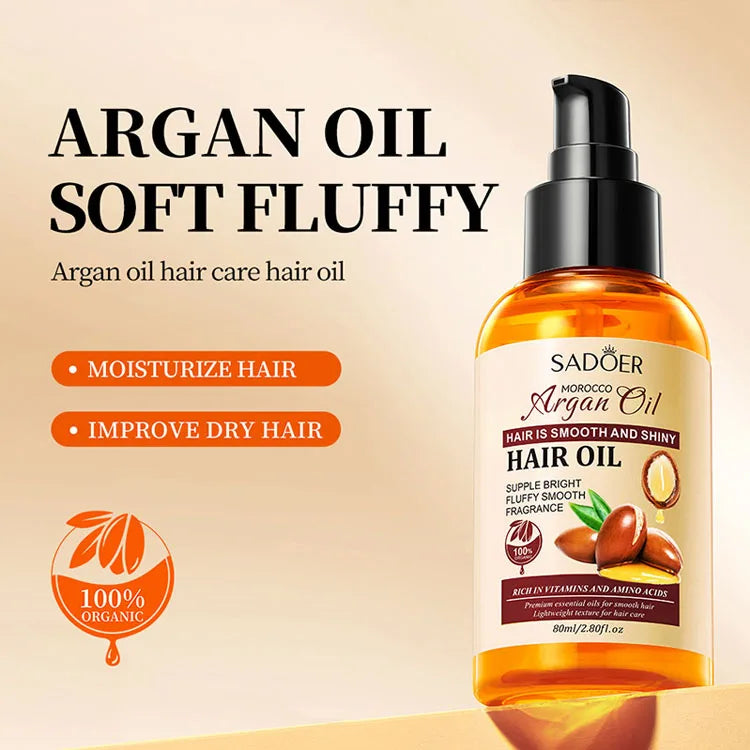 SADOER Repair Dry Hair Fluffy Smooth Fragrance Moisturizing Argan Oil Hair Care Hair Oil