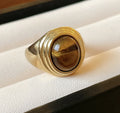 Titanium Steel Round Waterproof Tiger's Eye Ring Simple Vintage Stainless Steel Index Finger Ring Premium Commuter Ring
