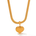 New Arrival Women's Friendship Stainless Steel Bracelets Gold Herringbone Snake Chain Heart Pendant Necklace