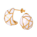 New Arrivals Women Antique High Quality Jewelry 18k Gold Plated Stainless Steel Hypoallergenic Casting Enamel c Shape Earrings