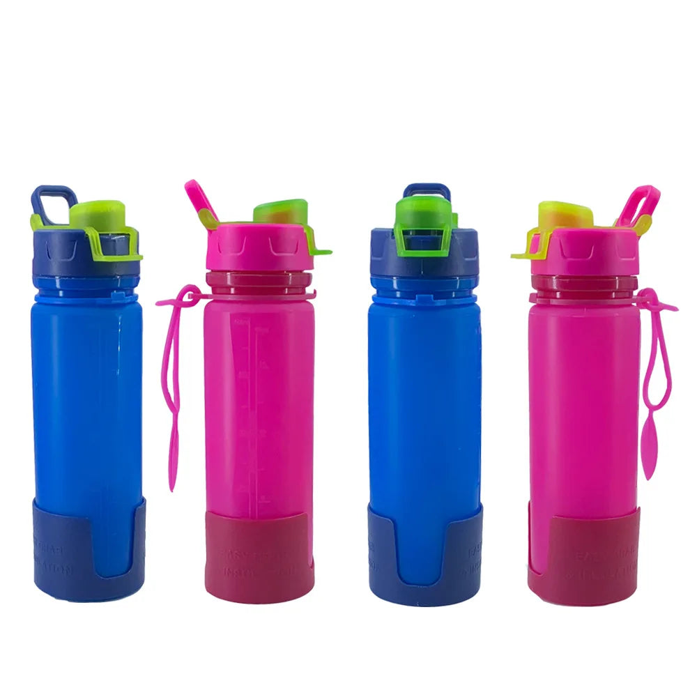 500ML Outdoor Foldable Collapsible Water Bottle Bpa Free Silicone Water Bottle with Custom Logo
