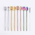 2024 2023 New Style Eco-Friendly Reusable 304 Stainless Steel Straw with Smoothie Spoon Colored Metal Drinking Straw