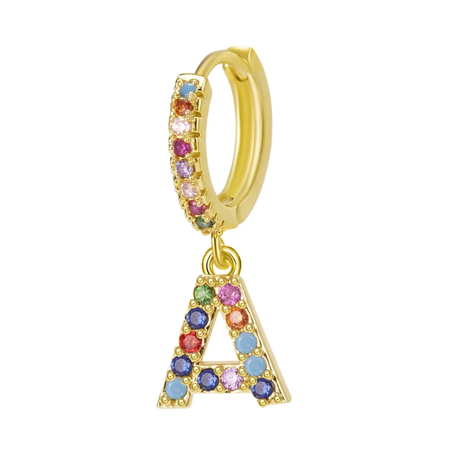 Alphabet Letter Initial Earrings Fashionable Copper Inlaid CZ Simulated Diamond Stud Earrings with Pearl Zircon for Weddings