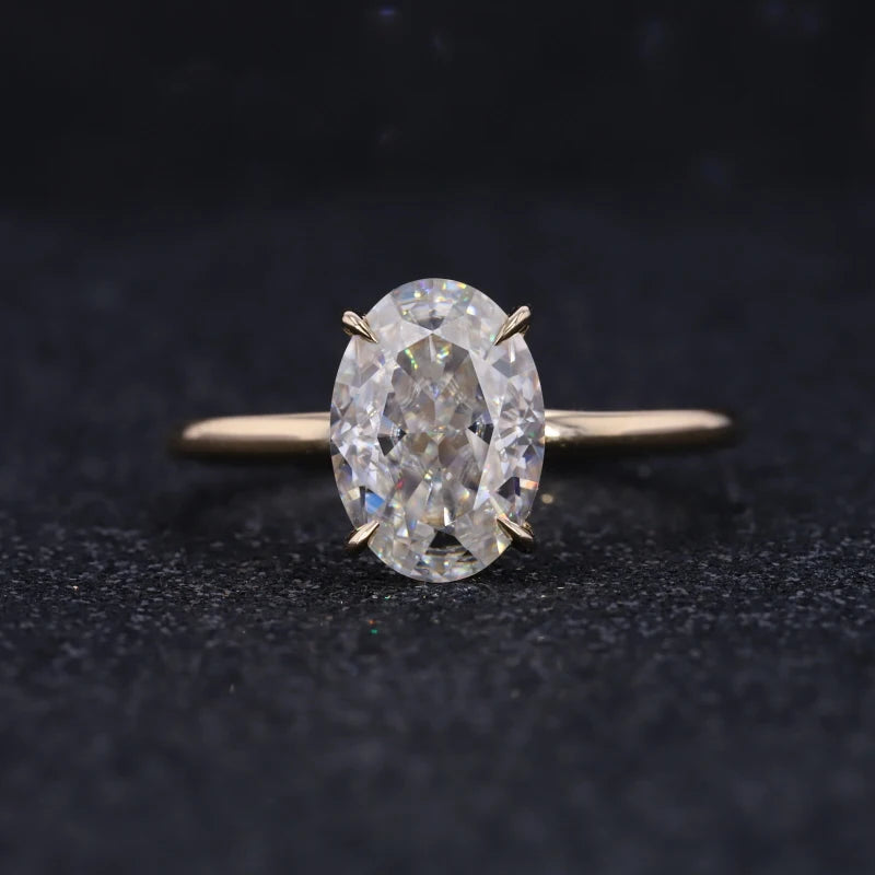 Starsgem Classic Design Oval Crushed Ice Cut 2ct Moissanite Solitarie Prong Setting Moissanite Engagement Ring