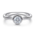 Thin Band Ring Solitaire Rings Round Shape  Accent Stone Rhodium Plated Gold Plated 925 Sterling Silver Engagement Wedding Ring