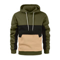 Men's New Color Block Hoodie Sweatshirt Autumn Winter Fashion Pullover Casual Streetwear Soft Fleece Inside