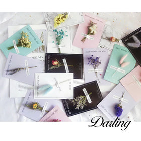 S02138 Hot Sale Dried Flower Card Wholesale Birthday Greeting Cards With Dried Flower Thanksgiving Blessing Mothers Day Card