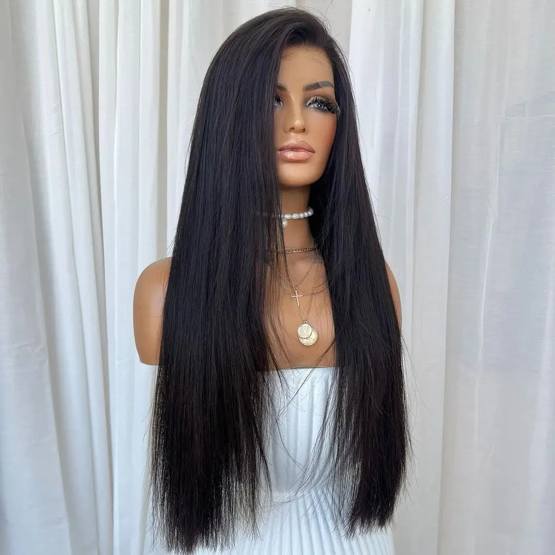 13*6 Lace Frontal 100% Human Hair Wigs 4*4 Natural Black Remy Hair 4C Hairline Heavy Density 13*4 HD Straight Full Lace Glueless