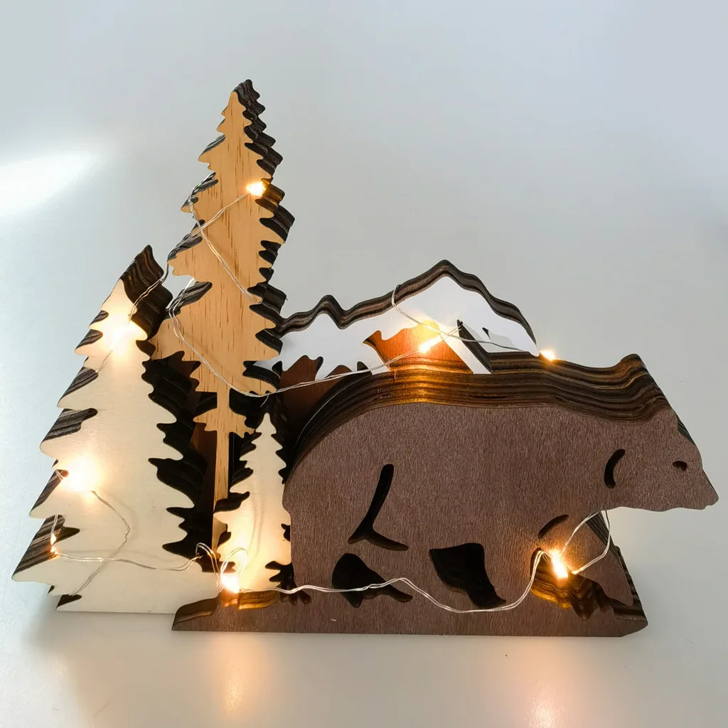 Factory Direct Creative Multi-layer Wooden Bear Ornaments for Home Decor and DIY Gifts Dropshipping