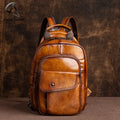 Andong Retro Handmade Color Men Shoulder Bag Genuine Cowhide Business Backpack with USB Charging Backpacks Cow Leather