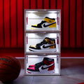 Sound Activated Plastic Shoe Box Led Side Open clear Magnetic Acrylic Custom Transparent Shoe Box Led Stackable Box with Light