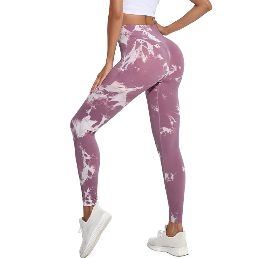 Fashion New Seamless Tie Dye Yoga Pants Scrunch Butt Yoga Leggings Xs Women Clothing Gym Leggings Women's High Waist 42 Color