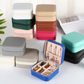 Custom Logo PU Leather Mini Cute Travel Square Jewelry Box Organizer Velvet LED Feature for Necklace Earring Ring Storage