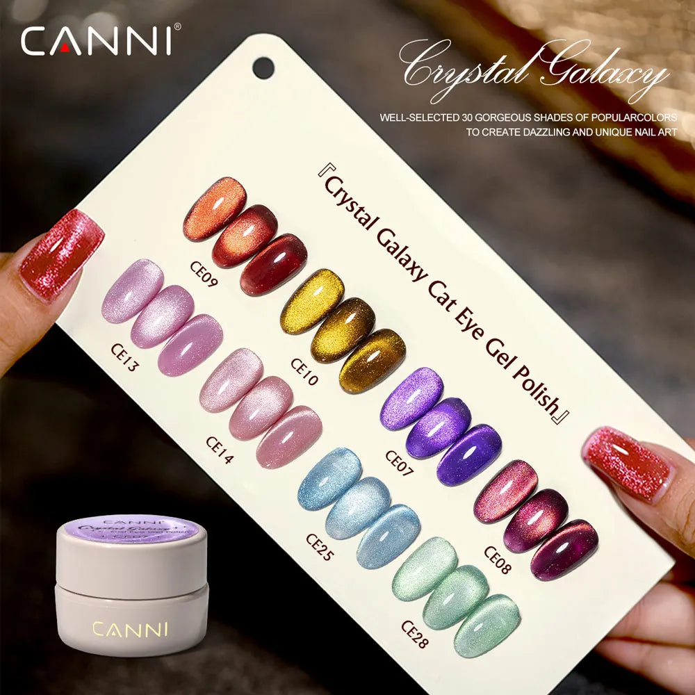 2025 New Crystal CANNI Cat Eyes Gel 5g Galaxy 30 Color Nail Art Paint Gel Polish Soak off Glitter Super Shiny Cat Eye Gel Polish