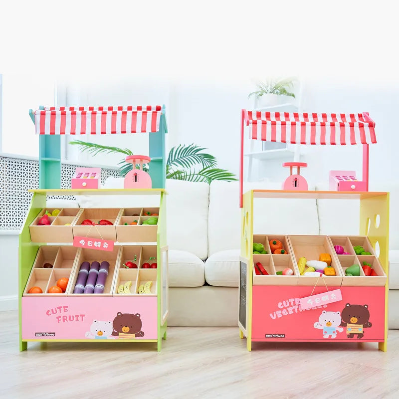 Montessori Educational Toys Boys and Girls Kitchen Simulation Pretend Play & Preschool Selling Fruit and Vegetable Stall