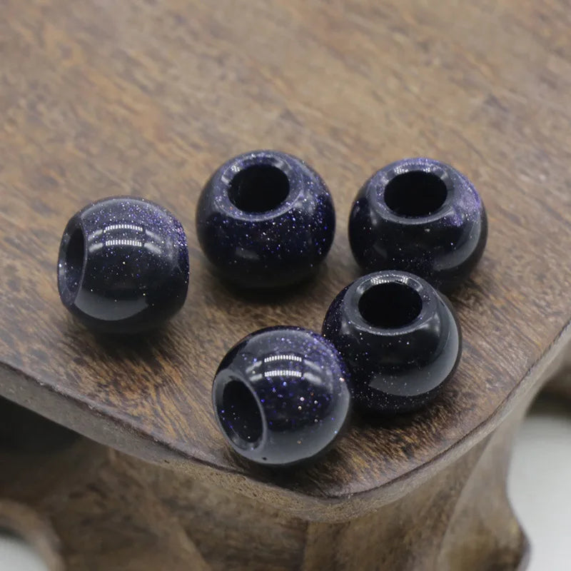 HZ High Quality Natural Gemstone 12mm Blue Sand Stone Round Loose Beads Stone for HZ Making Jewelry