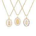 18k Gold Plated Multi Colors Zirconia Simple Fashion Gift Charms Virgin Mother Mary Rose Necklace Pendant