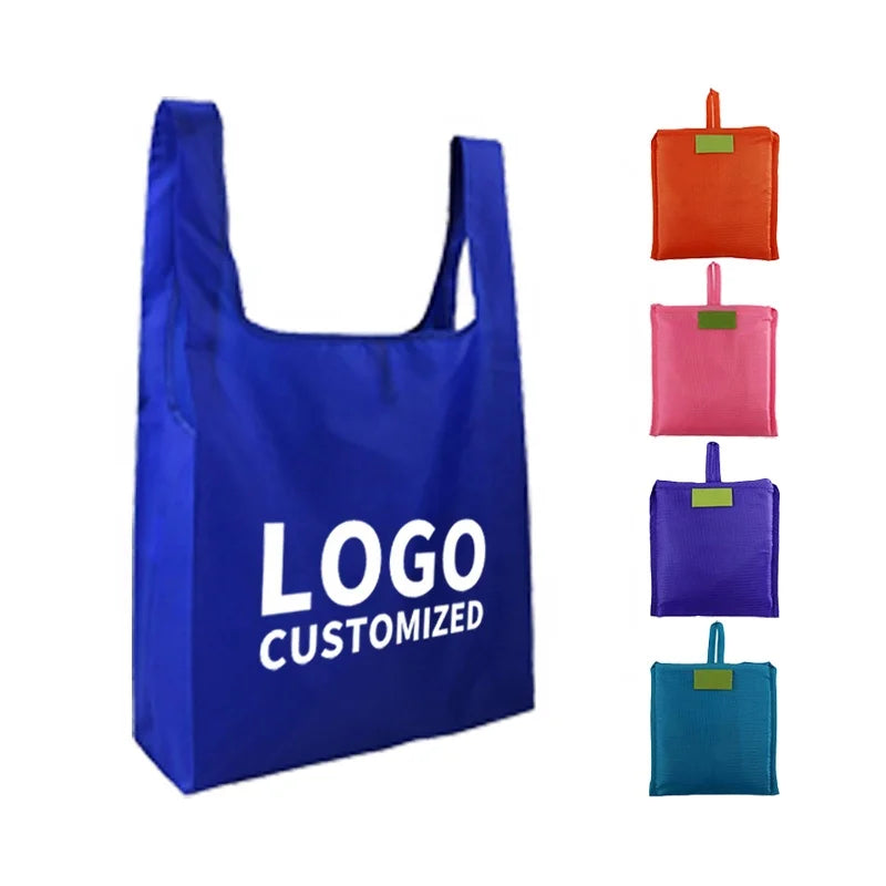 China Wholesale Price Portable 210d Oxford Washable Foldable Shopping Bag Blank Reusable Grocery Tote Bag