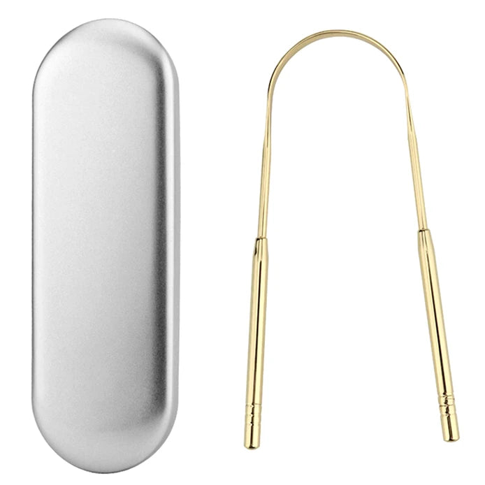 Fresher Breath Stainless Steel Copper Rose Tongue Clearer Metal Tongue Scraper for Oral Care Oral Hygiene