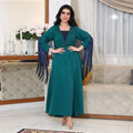 Abaya Dubai 2024 Hot Rhinestone Fringed Robe Abaya Dress V-neck Long Sleeve Tassel Satin Silk Open Kaftan Abaya Arab Dress