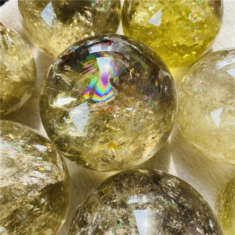 Wholesale Natural  Rainbow Magic Citrine Quartz Crystal Sphere Balls