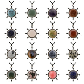 Hot Sale Personality Round Stone Ships Rudder Pendant Necklace Silver Fashion Jewelry Necklaces for Women