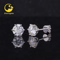 Starsgem Classic Style Six Prongs 10k 14k White Solid Gold Screw Back 1ct Moissanite Stud Earrings