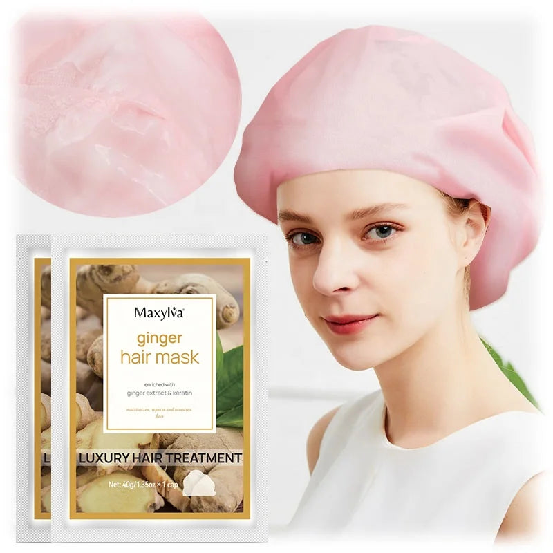 Private Label Keratin Silk Repair Hair Mask Cap Ginger Hair Sheet Mask