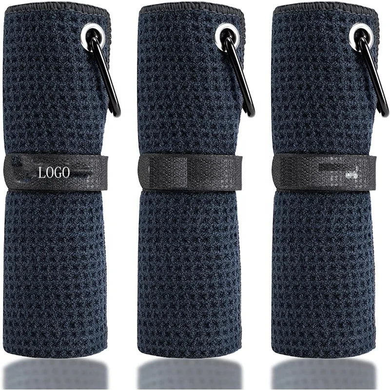 Direct Factory Microfiber Golf Towel Customized Printed Embroidery Logo With  Carabiner Clip Waffle Pattern Golf Towel Hook