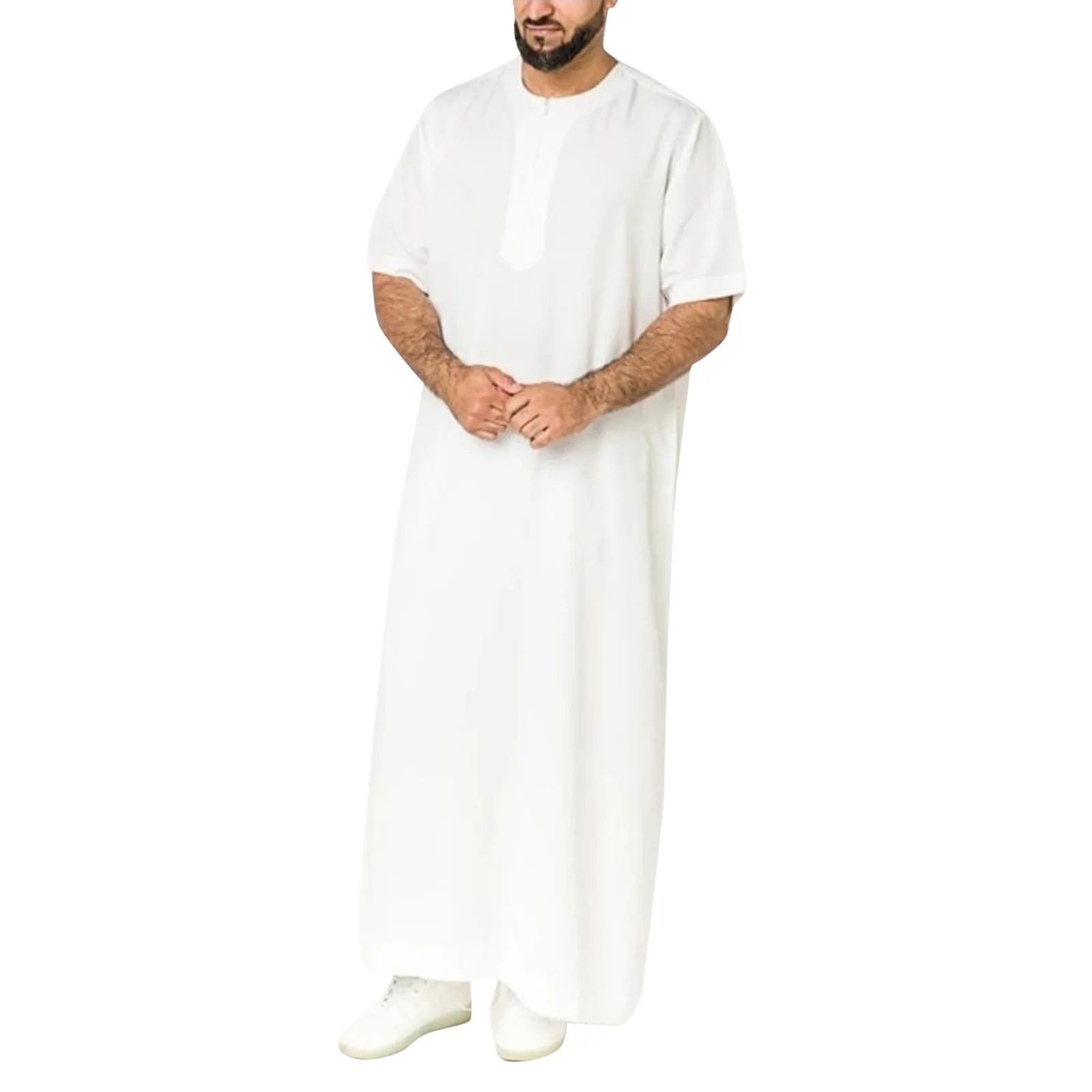 Hot Selling Jubba Muslim Men Clothing Thobe Caftan Half Sleeves Saudi Arab Daffah Dubai Thobe for Men