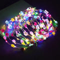 LED Adjustable Flower Crown Headband Light-Up Fairy Multicolor Headpiece Wreath Hairpiece Polyester Romance Style Wedding