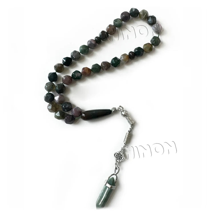 Winnon Factory Low Price Wholesale China New Design Islamic Gold Plated Agate Prayer Stone Rosary Beads Tasbih Unisex Necklace