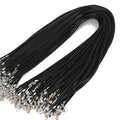 1.5mm/2mm Black Wax Leather Necklaces Cord Strap Rope Lobster Clasp Necklace Findings
