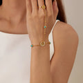 Hot Selling Stainless Steel Inlaid Zircon Life Tree Trendy Versatile Turquoise Ins Wind Hand Chain in Europe and America